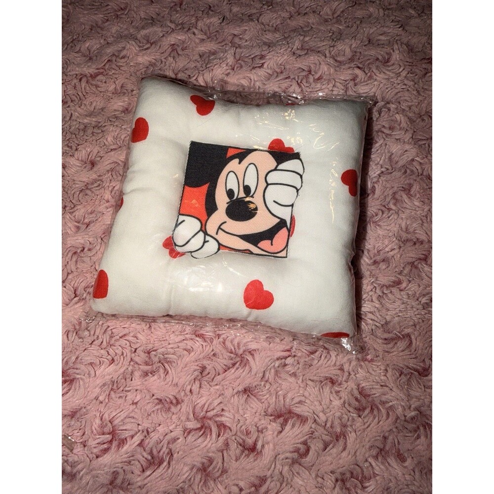White And Red Hearts Square Shape Photo Frame Pic Mickey Mouse Plush Soft